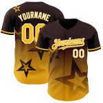 Custom Name and Number Twinkle Star Gradient Baseball Jersey - Personalized Brown Gold-White 3D Pattern Design Personalized