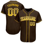 Custom Name Number Authentic Drift Fashion Baseball Jersey Brown Gold White Personalized Brown Gold-White Authentic Drift