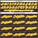 Custom Personalized Baseball Jersey Shirt with Name and Number - Brown Gold and White Rib-Knit Authentic Throwback Personalized