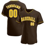 Personalized Brown and Gold-White Baseball Jersey for Men and Women Personalized Brown Gold-White Baseball Jersey 2