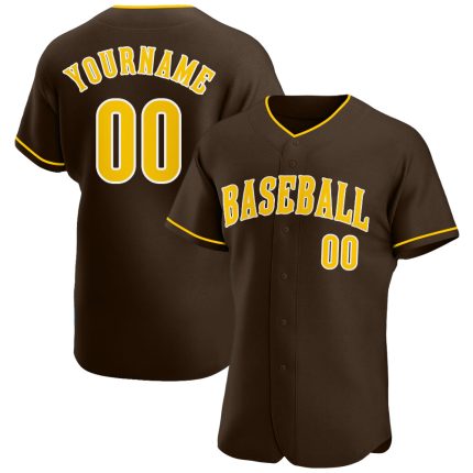 Personalized Brown and Gold-White Baseball Jersey for Men and Women Personalized Brown Gold-White Baseball Jersey 2