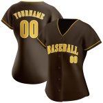 Personalized Brown and Gold-White Baseball Jersey for Men and Women Personalized Brown Gold-White Baseball Jersey 2