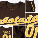 Personalized Brown and Gold-White Baseball Jersey for Men and Women Personalized Brown Gold-White Baseball Jersey 2
