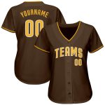 Personalized Brown Gold White Baseball Jersey for Adults and Kids Personalized Brown Gold-White Baseball Jersey 3