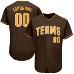 Personalized Brown Gold White Baseball Jersey for Adults and Kids Personalized Brown Gold-White Baseball Jersey 3