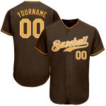 Personalized Brown Gold White Baseball Jersey - Custom Mens Apparel, Size 4 Personalized Brown Gold-White Baseball Jersey