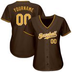 Personalized Brown Gold White Baseball Jersey - Custom Mens Apparel, Size 4 Personalized Brown Gold-White Baseball Jersey