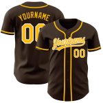 Personalized Brown Gold White Baseball Jersey for Kids Size 6 Personalized Brown Gold-White Baseball Jersey 6