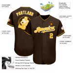 Personalized Gold-White Baseball Jersey - Custom Brown Baseball Uniform 85 Personalized Brown Gold-White Baseball Jersey