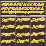 Personalized Gold-White Baseball Jersey - Custom Brown Baseball Uniform 85 Personalized Brown Gold-White Baseball Jersey