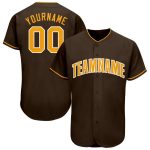 Personalized Gold White Brown Baseball Jersey Custom Name Number Personalized Brown Gold-White Baseball Jersey