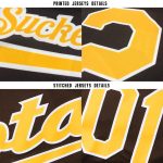 Personalized Gold White Brown Baseball Jersey Custom Name Number Personalized Brown Gold-White Baseball Jersey