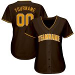 Custom Name and Number Personalized Baseball Jersey - Brown Gold White Team Jersey Personalized Brown Gold-White Baseball