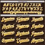Personalized Two Tone Varsity Bomber Jacket Brown Gold White Full-Snap Letterman Personalized Brown Gold-White Bomber Full-Snap