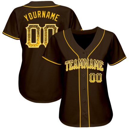 Personalized Brown Gold White Drift Fashion Baseball Jersey for Men and Women Personalized Brown Gold-White Drift Fashion