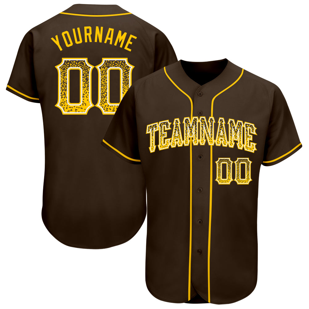 Personalized Brown Gold White Drift Fashion Baseball Jersey for Men and Women Personalized Brown Gold-White Drift Fashion