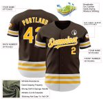 Personalized Gold White Line Baseball Jersey in Brown - Custom Sports Apparel Personalized Brown Gold-White Line Baseball