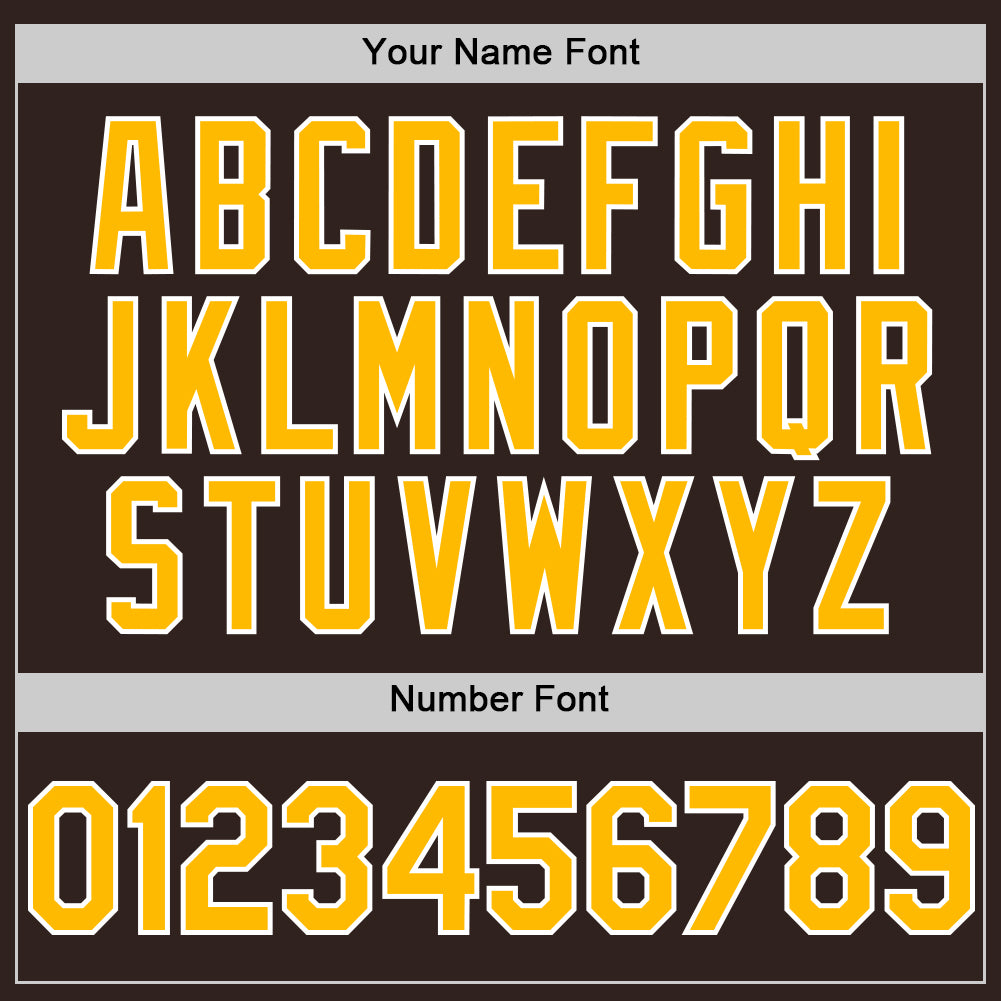 Personalized Gold White Line Baseball Jersey in Brown - Custom Sports Apparel Personalized Brown Gold-White Line Baseball - Image 5