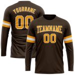 Personalized Long Sleeve Performance T-Shirt in Brown Gold-White Personalized Brown Gold-White Long Sleeve Performance T-Shirt