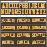 Custom Name Number Long Sleeve Performance T-Shirt in Brown Gold White for Team Use Personalized Brown Gold-White Long Sleeve