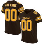 Personalized Gold White Brown Mesh Authentic Football Jersey for Men Personalized Brown Gold-White Mesh Authentic Football