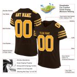 Custom Name and Number Authentic Football Jersey in Personalized Brown Gold White Mesh Design Personalized Brown Gold-White