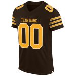 Custom Name and Number Authentic Football Jersey in Personalized Brown Gold White Mesh Design Personalized Brown Gold-White