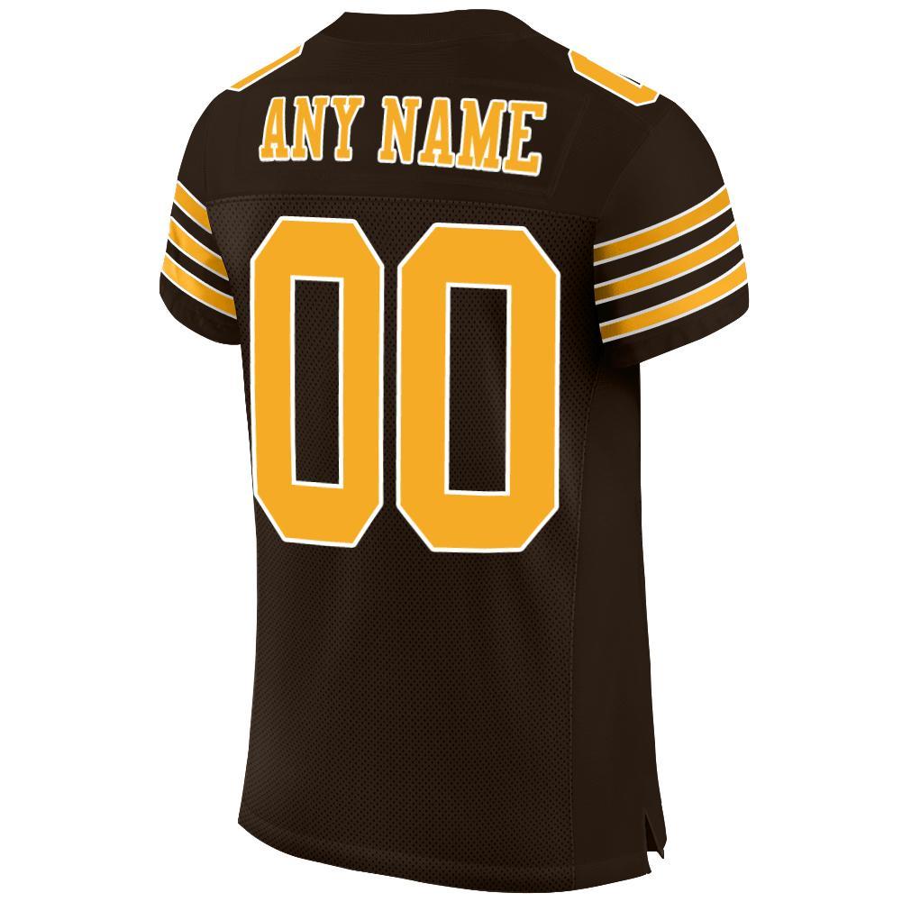 Personalized Brown Gold White Football Jersey - Custom Mesh Design, Size 2 Personalized Brown Gold-White Mesh Football Jersey - Image 3
