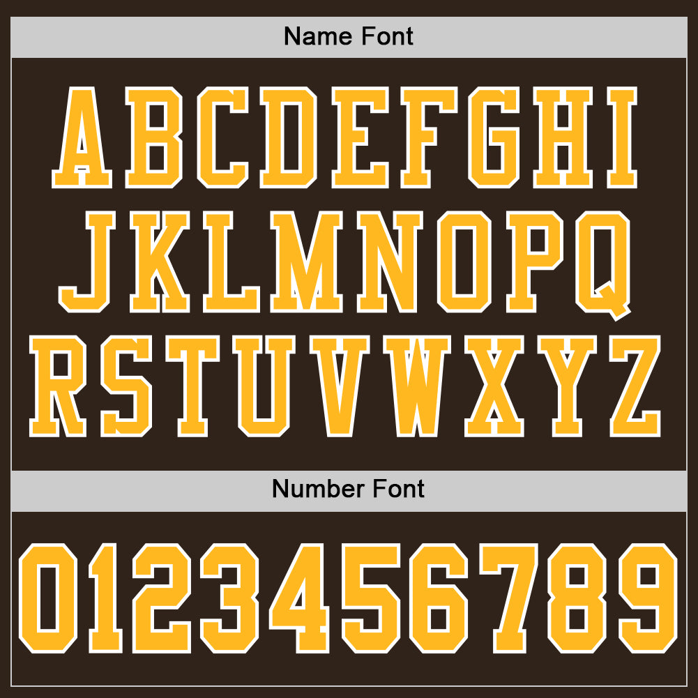 Personalized Brown Gold White Mesh Football Jersey for Men, Youth, or Women Personalized Brown Gold-White Mesh Football Jersey - Image 4