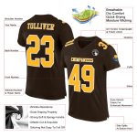 Personalized Brown Gold White Mesh Football Jersey for Men, Youth, or Women Personalized Brown Gold-White Mesh Football Jersey