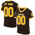 Custom Brown Gold White Mesh Throwback Football Jersey Personalized Gift Personalized Brown Gold-White Mesh Throwback Football