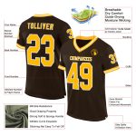 Custom Brown Gold White Mesh Throwback Football Jersey Personalized Gift Personalized Brown Gold-White Mesh Throwback Football