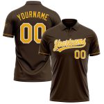 Custom Name Number Personalized Golf Polo Shirt Brown Gold White Performance Personalized Brown Gold-White Performance Vapor