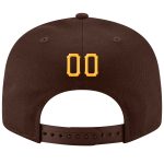 Personalized Adjustable Snapback Hat Brown Gold White Stitched Design Personalized Brown Gold-White Stitched Adjustable Snapback