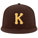 Personalized Adjustable Snapback Hat Brown Gold White Stitched Design Personalized Brown Gold-White Stitched Adjustable Snapback