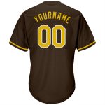 Personalized Brown Gold White Baseball Jersey Shirt - Throwback Rib-Knit Design Personalized Brown Gold-White Throwback Rib-Knit