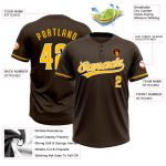 Personalized Unisex Softball Jersey in Brown Gold White - Two-Button Design, Comfortable Fit Personalized Brown Gold-White