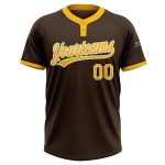 Personalized Unisex Softball Jersey - Brown Gold White Two-Button Design Personalized Brown Gold-White Two-Button Unisex