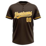 Personalized Unisex Softball Jersey in Brown Gold-White Two-Button Design Personalized Brown Gold-White Two-Button Unisex