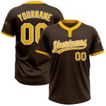 Personalized Unisex Softball Jersey - Brown Gold White Two-Button Design Personalized Brown Gold-White Two-Button Unisex