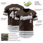 Custom Name and Number Authentic Baseball Jersey - Personalized Brown Gray-White Line Design Personalized Brown Gray-White