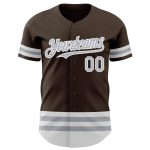 Personalized Brown Gray White Line Baseball Jersey for Men and Women Personalized Brown Gray-White Line Baseball Jersey