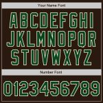 Personalized Varsity Letterman Jacket in Brown Green Cream - Full Snap Bomber Style Personalized Brown Green-Cream Bomber