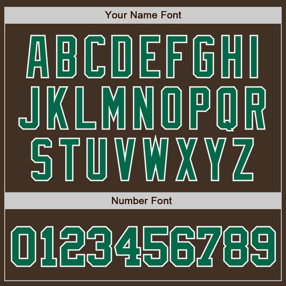 Personalized Brown Kelly Green-White Authentic Baseball Jersey Team Custom Name and Number Custom Name and Number Authentic Baseball Jersey in Brown and Kelly Green-White, Personalized Team Apparel Personalized Brown - Image 5