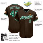 Personalized Brown Kelly Green White Baseball Jersey for Men and Women Personalized Brown Kelly Green-White Baseball Jersey