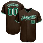 Personalized Brown Kelly Green White Baseball Jersey for Men and Women Personalized Brown Kelly Green-White Baseball Jersey