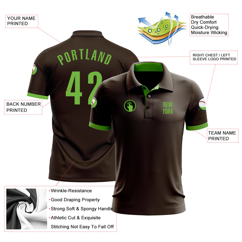 Personalized Brown Neon Green Performance Golf Polo Shirt Personalized Golf Polo Shirt in Brown and Neon Green - Performance Fit Personalized Brown Neon Green Performance Golf Polo - Image 3
