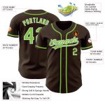Personalized Baseball Jersey - Brown Neon Green and White Color, Size 2 Personalized Brown Neon Green-White Baseball Jersey