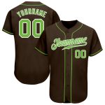 Personalized Brown Neon Green White Baseball Jersey for Men and Women Personalized Brown Neon Green-White Baseball Jersey