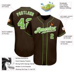 Personalized Brown Neon Green White Baseball Jersey for Men and Women Personalized Brown Neon Green-White Baseball Jersey